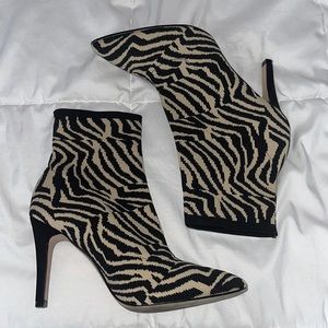 Zebra striped sock booties